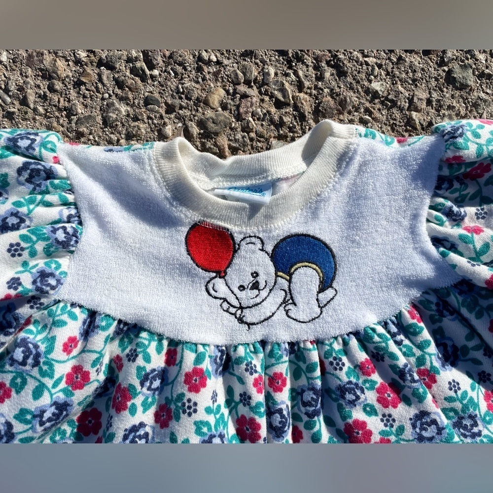 Carters Teddy Bear Floral Vtg Crewneck Sweatshirt Youth Size (4T) - Picture 4 of 6